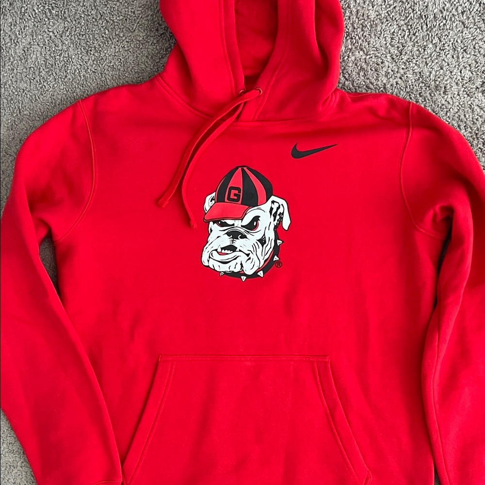 Georgia Bulldogs Nike Club Fleece Hoodie - Retro Bulldog Red Size Medium - NWOT